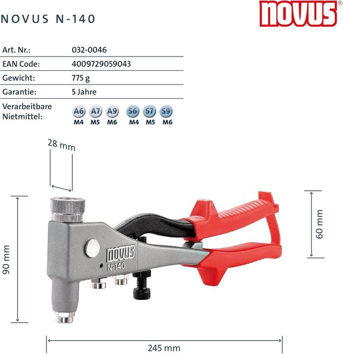 Actual product image Novus Blind Rivet Pliers N-140 AS (290 mm)