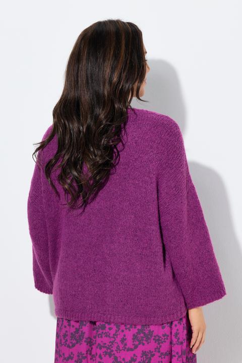 Produktbild Ulla Popken Strickjacke, Oversized, Rundhalsausschnitt, 3/4-Arm (60)