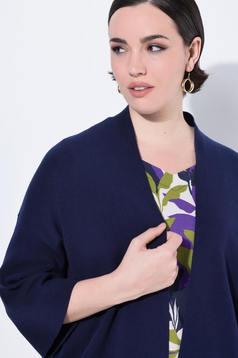 Produktbild Ulla Popken Strickjacke, oversized, offene Form, Schalkragen, Halbarm (60)