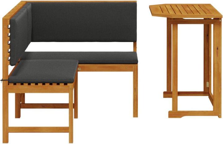 Produktbild vidaXL 2-teiliges Garten-Esszimmer-Set mit Kissen aus massivem Akazienholz