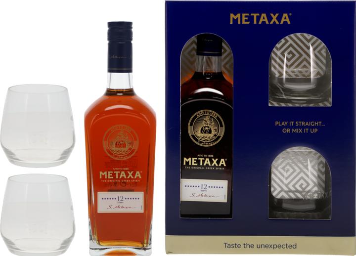 Actual product image Metaxa 12 stars brandy with case and 2 glasses (1 x 70 cl)