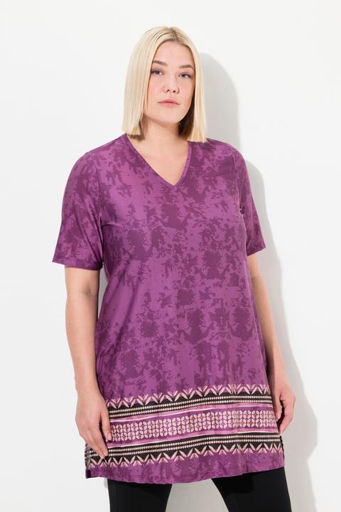 Actual product image Ulla Popken Border Print Stretch Knit Pocket Tunic (46, 48)