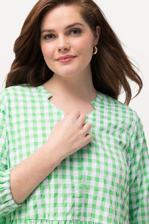 Produktbild Ulla Popken Tunika-Midikleid, Bubble-Qualität, V-Ausschnitt, 3/4-Arm (50, 52)