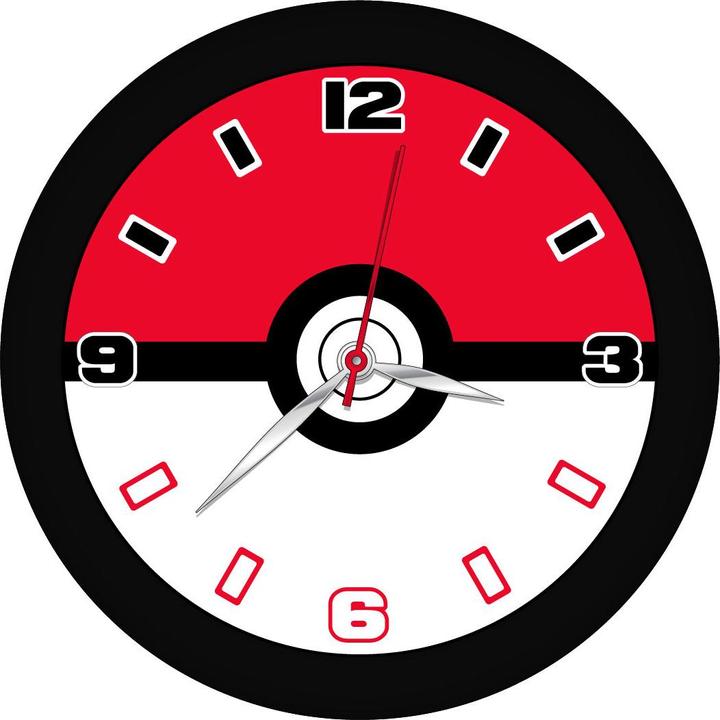 Produktbild Accutime Kinder Wanduhr Pokéball (schwarz), Runde Analoguhr im Pokémon-Design, Lernuhr für das Kinde