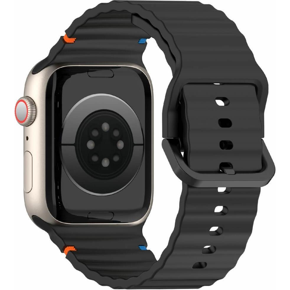 Cover-Discount Apple Watch 42/41/40mm - Silikon Sportarmband Ersatzband (Silikon), Uhrenarmband, Schwarz