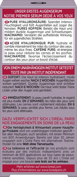 Nährwerte und Zutaten L'Oréal Paris Revitalift Filler (Augenpflege Serum, 20 ml)