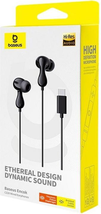 Actual product image Baseus Encok CZ20 Kopfhörer Kabelgebunden im Ohr Anrufe/Musik USB Typ-C Schwarz (Cable)