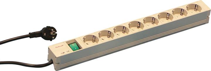 Actual product image Schroff 19" strip with rocker switch, 8x protective contact, Germany (8x, CEE 7/3, 2 m)