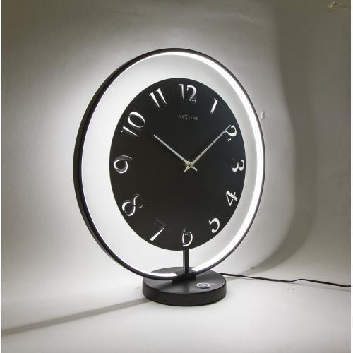 Actual product image Nextime 5188ZW - Table clock "Ting", integrated light, metal, black, 40 x 40,5 cm