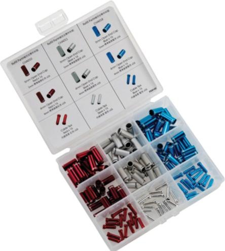 Image du produit Jagwire CHA800 End Caps Combo Kit, rouge/argent/bleu (16 chacun)