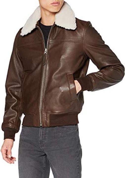 Actual product image Schott Nyc Officer Leather Jacket, Classic, Front Zipper (S)