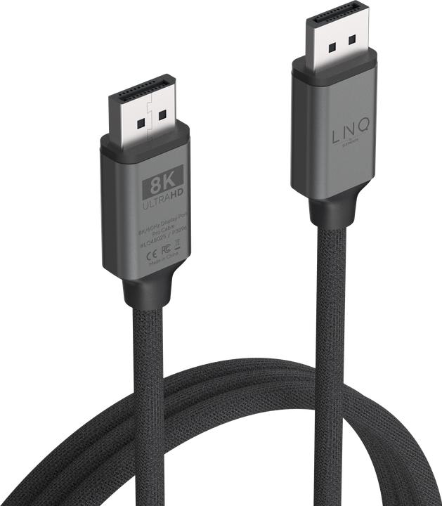 Actual product image LINQ Connects DisplayPort male -> DisplayPort male LQ48025 grey (2 m, DisplayPort, 1.4)