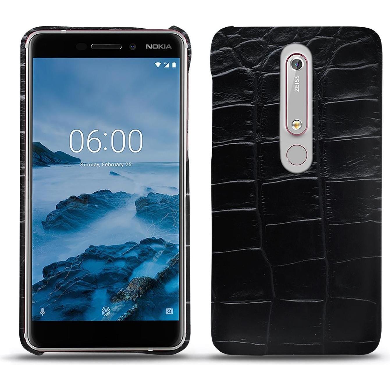 Noreve Lederschutzhülle (Nokia 6 (2018)), Smartphone Hülle, Schwarz