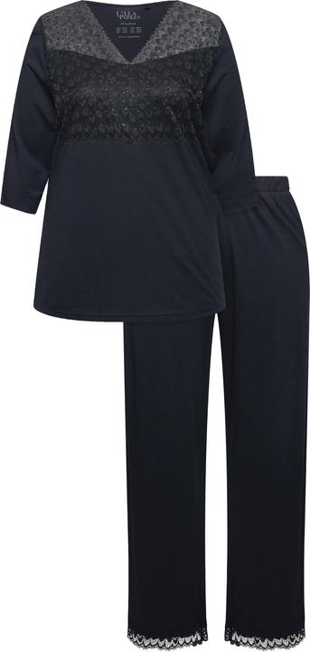 Produktbild Ulla Popken Pyjama, Spitzeneinsatz, V-Ausschnitt, 3/4-Arm (46, 48)