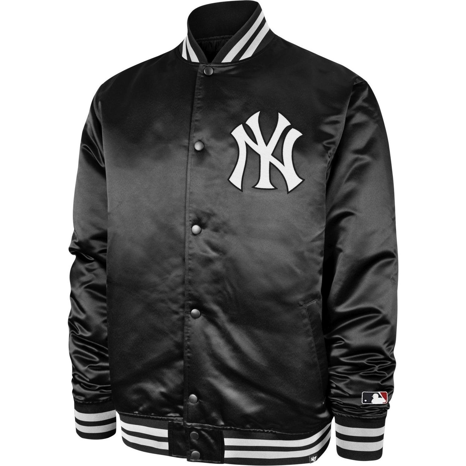 47 Brand, Herren, Jacke, Oversized Bomber Jacke - New York Yankees - L (L), Schwarz, L