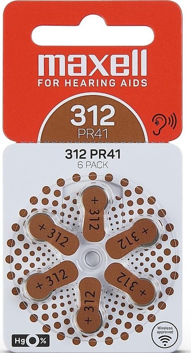 Produktbild Maxell Hörgerätebatterie PR41-312 (6 Stk., A312)