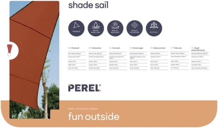 Image du produit Perel VOILE DE SOLEIL - TRIANGULAIRE - 3.6 x 3.6 m x 3.6 m - COULEUR : TERRACOTTA