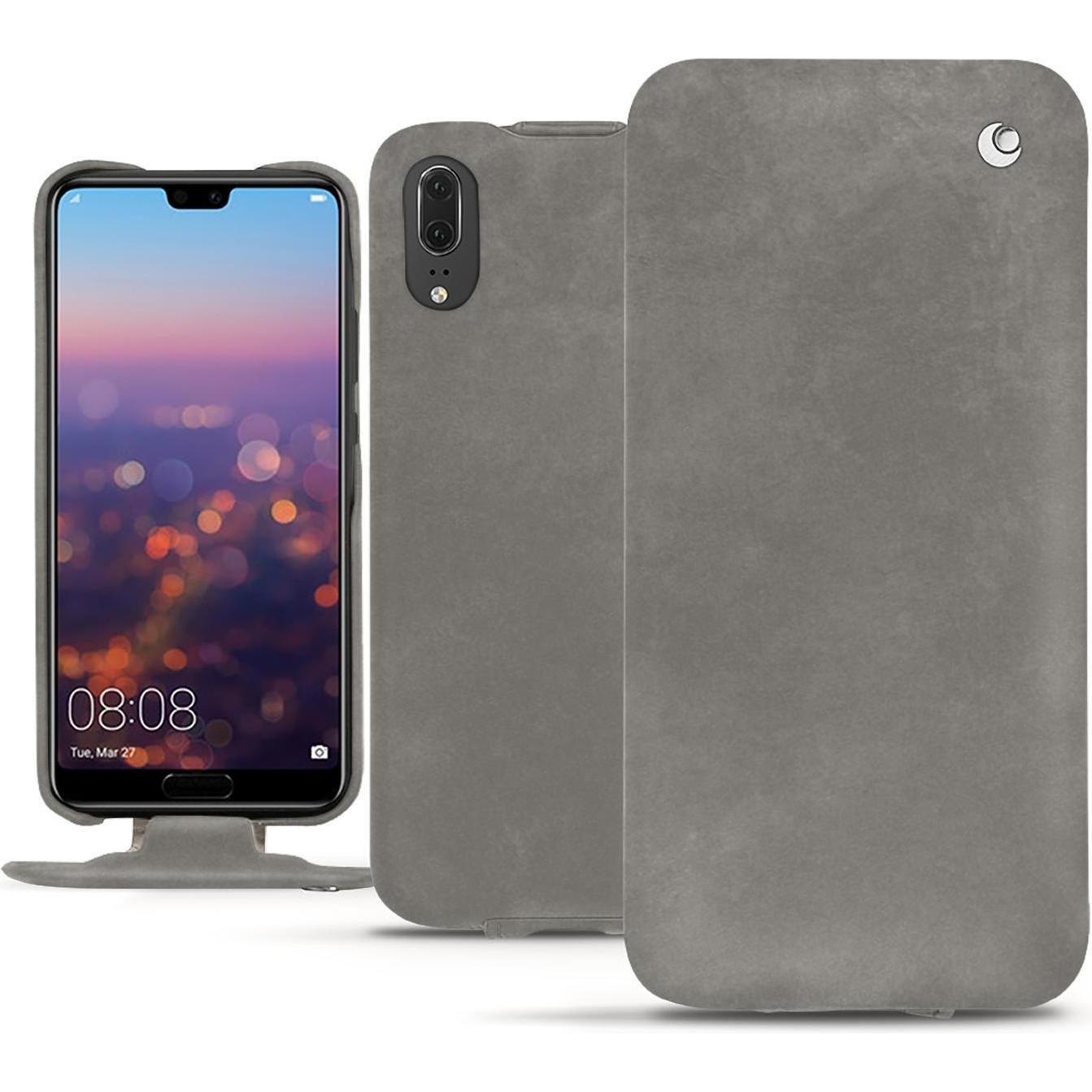 Noreve Lederschutzhülle vertikal (Huawei P20), Smartphone Hülle, Grau
