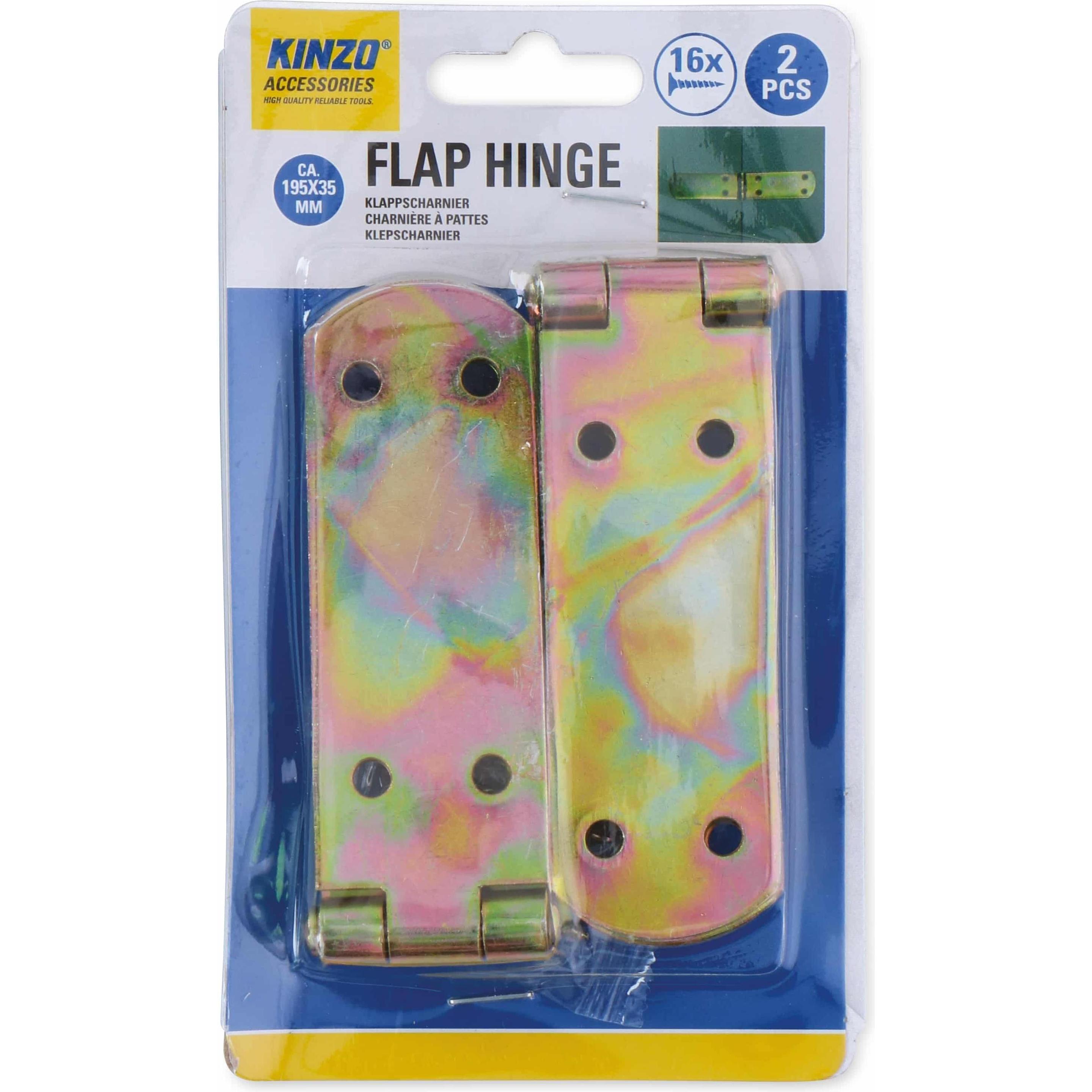 Kinzo, Baubeschläge + Holzverbinder, Flap hinge 2pc incl. 16screws (Scharniere, 2 Stk.)