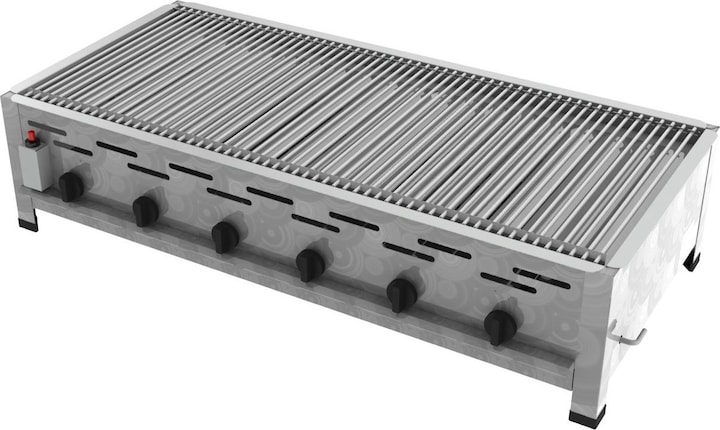 ChattenGlut 6-burner gas roaster with individual stainless steel rods as grates (22 kW)