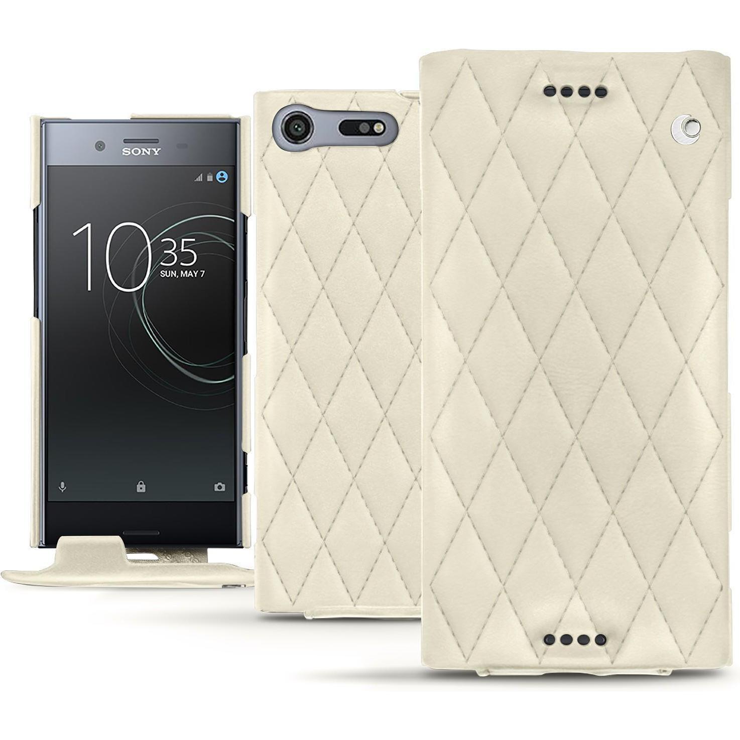Thumbnail - Noreve Lederschutzhülle vertikal (Sony Xperia XZ Premium), Smartphone Hülle, Weiss