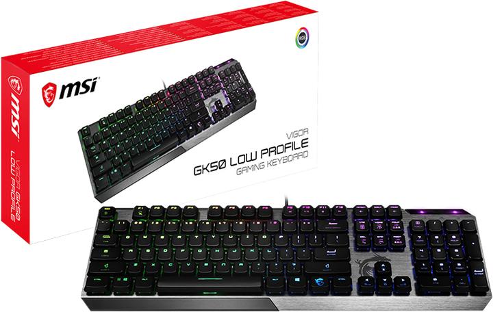 Actual product image MSI Vigor GK50 Low Profile Keyboard USB QWERTY US English, Metallic (US, Cable)