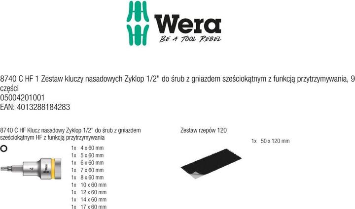 Image du produit Wera 8740 C Hf 1 (10 mm, 12 mm, 14 mm, 17 mm, 4 mm, 5 mm, 6 mm, 7 mm, 8 mm)