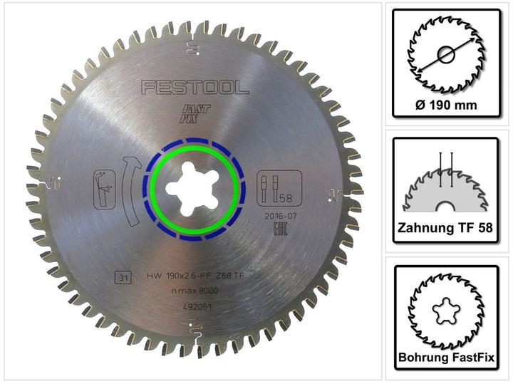 Actual product image Festool Circular saw blade HW 190x2,6 FF TF58