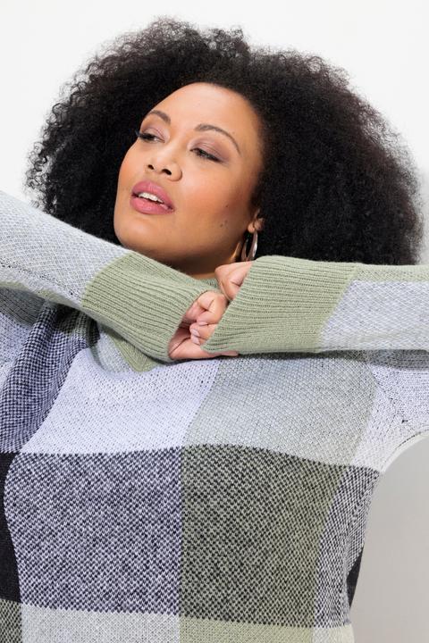 Produktbild Ulla Popken Pullover, Karomuster, Stehkragen, Langarm (56)