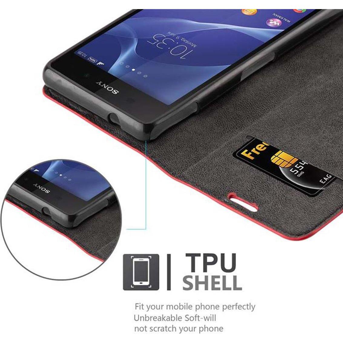 Thumbnail - Cadorabo Book Invisible Magnet Cover (Sony Xperia Z2 Compact), Smartphone Hülle, Rot