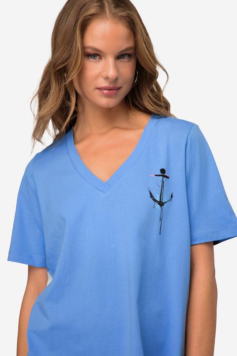 Produktbild Laurasøn T-Shirt, A-Line, seitliches Karo, V-Ausschnitt, Halbarm (L)
