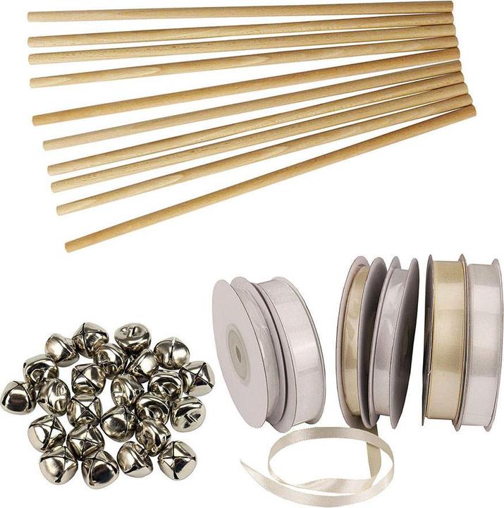 Produktbild trendmarkt24 Zauberstäbe 48 Stück Hochzeit Wedding Wands 30cm lang DIY Glocken 150m Band Glücksstäbe