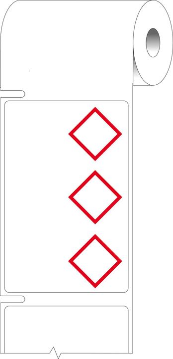 Produktbild Brady THTCLP-S-L3B-7594-2, Polypropylen, Weiss, glänzend, 55.00 x 85.00 mm, Layout L3B (3 rote Raut (5.50 cm)