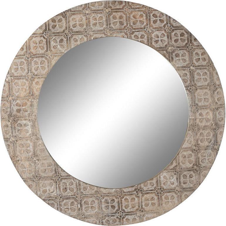 DKD Home Decor, Specchio, Wall mirror White Brown Mandala Indian Man Stripped 76 x 4 x 76 cm (76 x 4 cm)
