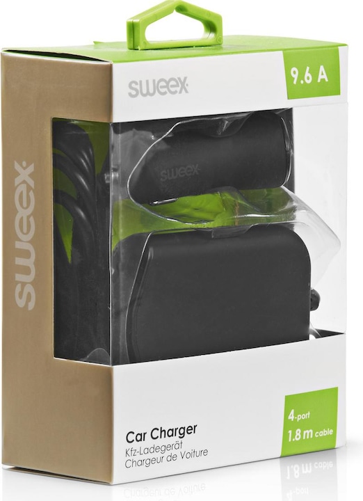 Produktbild Sweex Auto-Ladegerät 4-Ausgänge 9.6 A USB Schwarz