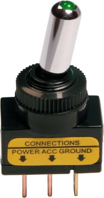 Lampa Interrupteur à bascule, 3 contacts - 12/24V - Vert - 20A