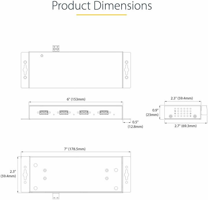 Image du produit StarTech HUB INDUSTRIEL USB 3.0 5GBPS (USB-B, 4 ports)