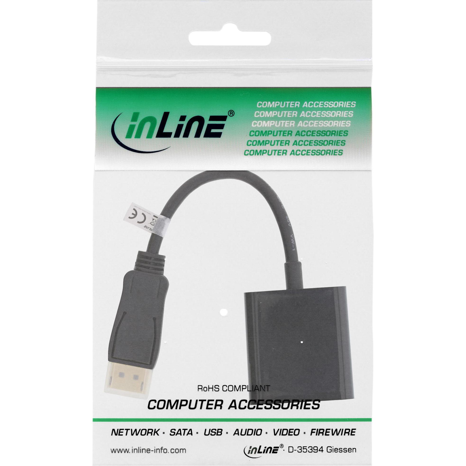 Thumbnail - InLine DisplayPort — DVI (DVI, 15 cm), Data + Video Adapter, Schwarz