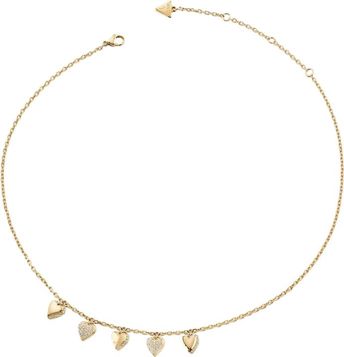 Guess By Your Side 16-18" Heart Charms Necklace (Glass, Stainless steel)