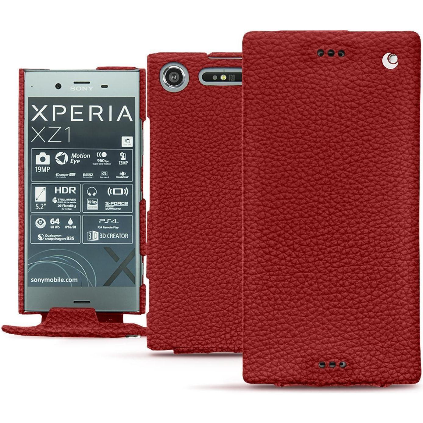 Thumbnail - Noreve Lederschutzhülle vertikal (Sony Xperia XZ1), Smartphone Hülle, Rot