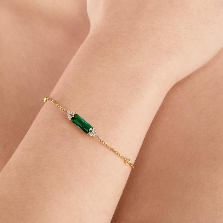 Immagine prodotto Thomas Sabo Bracciale Pietra Verde Oro (19 cm, Doratura in oro giallo 750, Argento 925)
