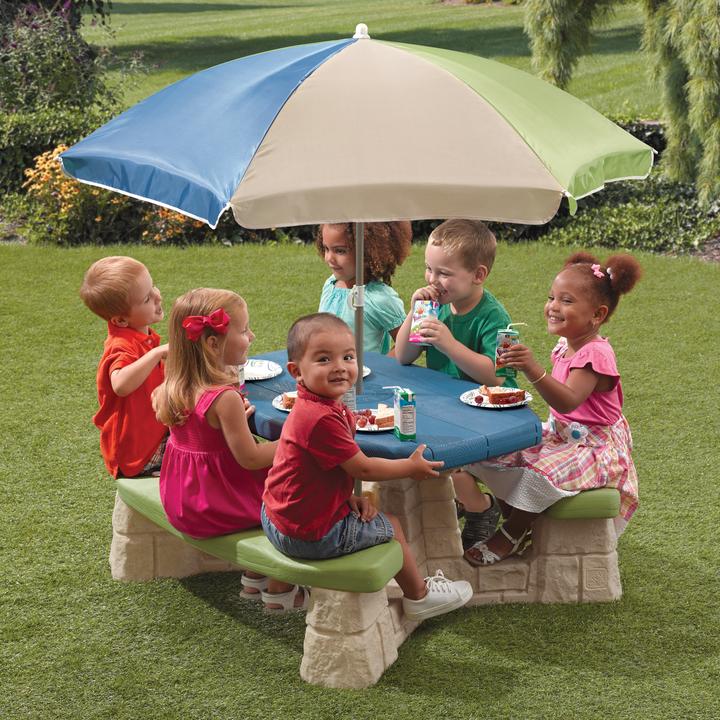 Actual product image Step2 Naturally Playful Picnic Table With Umbrella