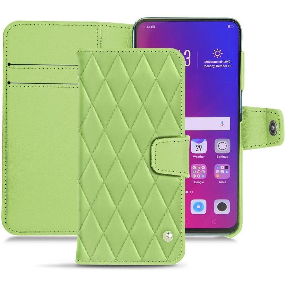 Noreve Lederschutzhülle Wallet (Oppo Find X), Smartphone Hülle, Grün
