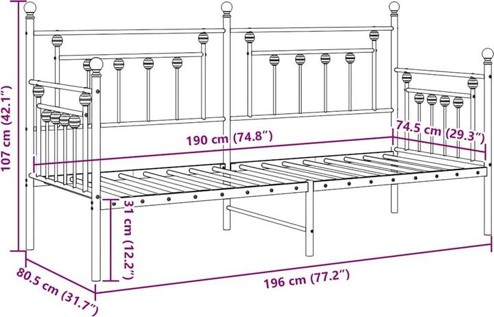 Image du produit vidaXL Bettgestell (75 x 190 cm)