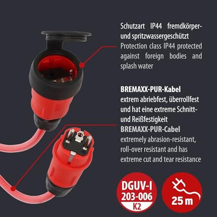 Actual product image Brennenstuhl Professional outdoor extension cable 25m IP44 red H07BQ-F 3G2.5 (25 m)