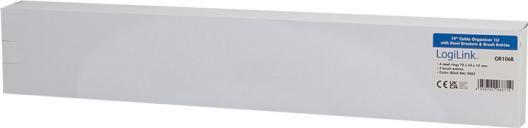 Actual product image LogiLink 19" cable management panel with 4 steel brackets and brush strip, black