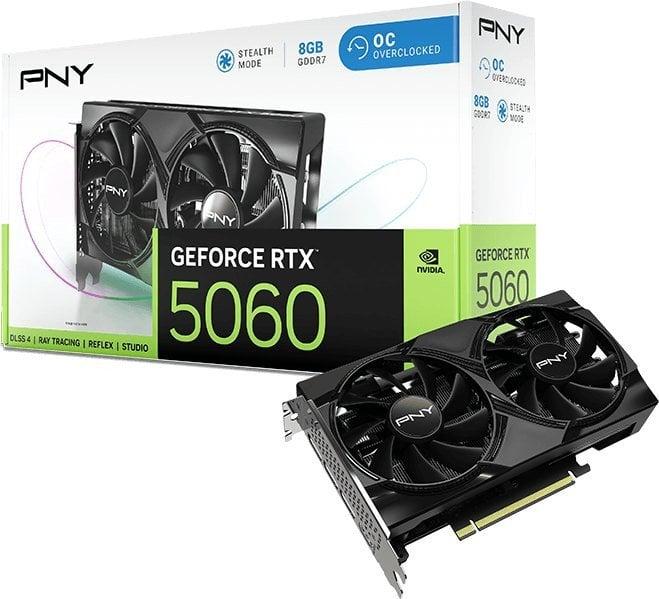 Produktbild PNY GeForce RTX 5060 Dual Fan OC (DLSS 4, 3x DisplayPort, 1x HDMI 2.1) (8 GB)