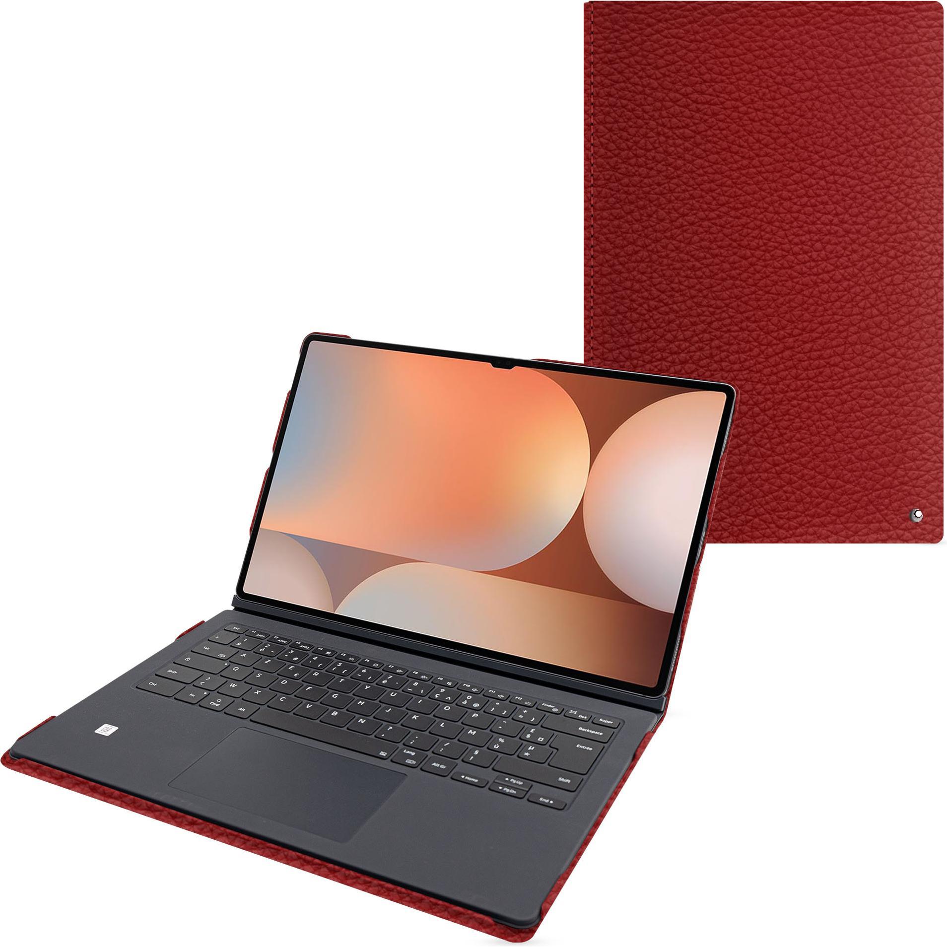 Noreve Samsung Galaxy Tab S10 Ultra Ledertasche kompatibel Book Cover Keyboard (Galaxy Tab S10 Ultra), Tablet Hülle, Rot