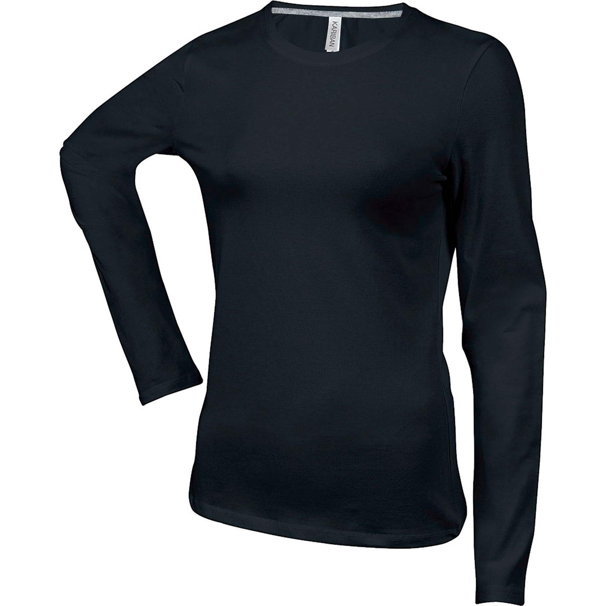 Kariban, Damen, Shirt, Col Rond, Schwarz, (L)