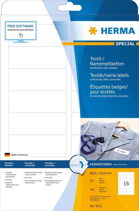 Actual product image HERMA A4 removable name labels
